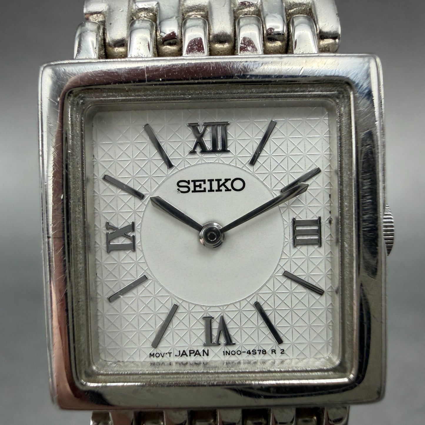 Seiko Tank Watch Women 20mm White Dial Silver Tone Square 1N00-6H39 New Battery1