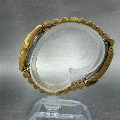 Bulova Marine Star Watch Men 35mm Gold Dial Gold Tone Date Round New Battery GH76