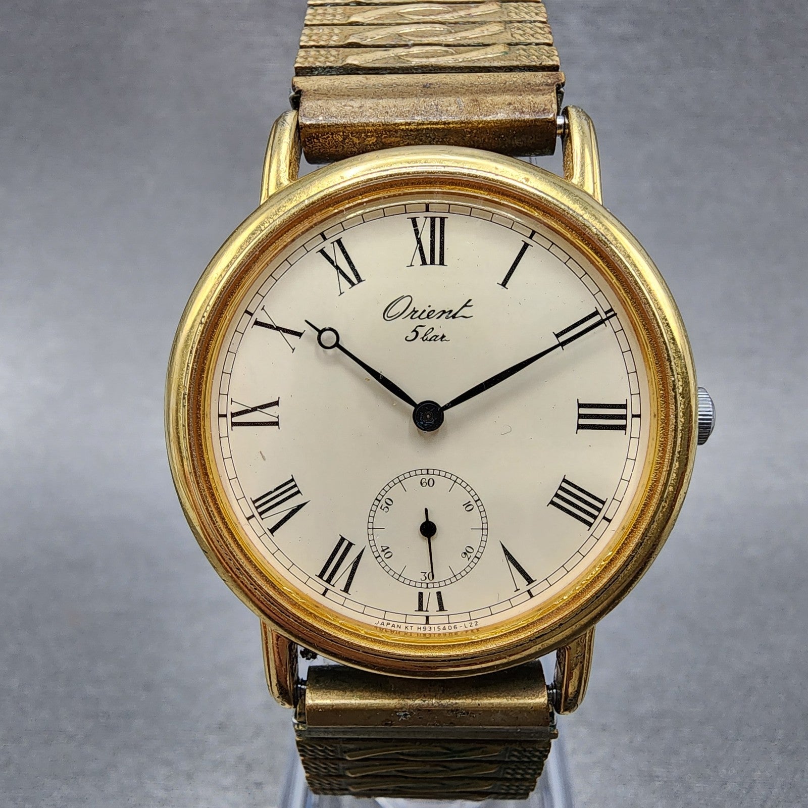 Orient Watch Men 31mm Cream Dial Gold Tone Round H9354060 New Battery VTG0