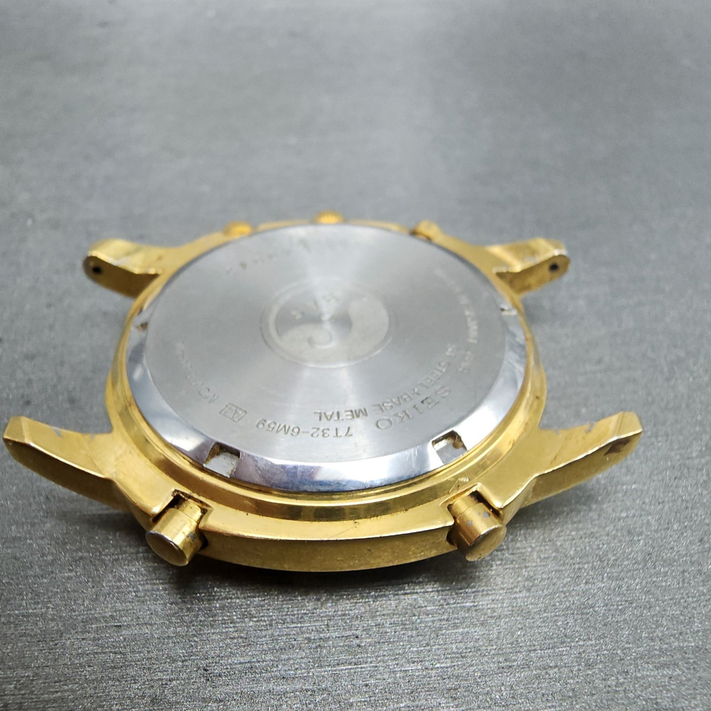 Seiko Chronograph Watch Men 39mm Champagne Dial Gold Tone Date 7t326m59 PARTS7