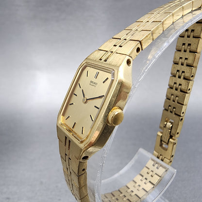 Seiko Watch Women 16mm Gold Dial Gold Tone Octagon 2C205209 New battery1