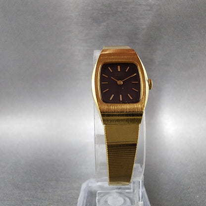 Seiko Watch Women 16mm Black Dial Gold Tone 2c205559 New Battery5