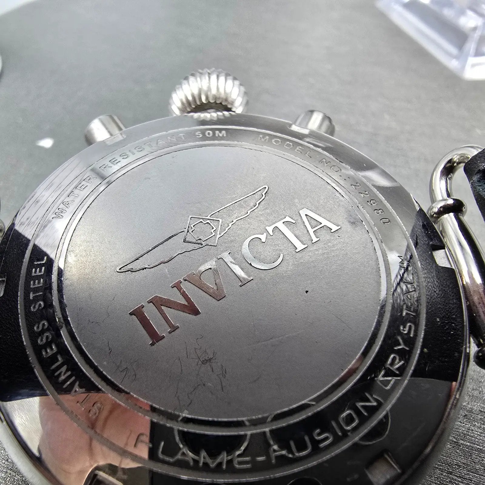 Invicta Aviator Watch Men 46mm Black Dial Steel Date Dual Hour 22980 New Battery8