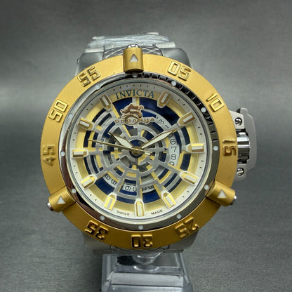Invicta Subaqua Noma 3 Watch Men 50mm Gold Dial Silver Tone Round 16044 New Batt0