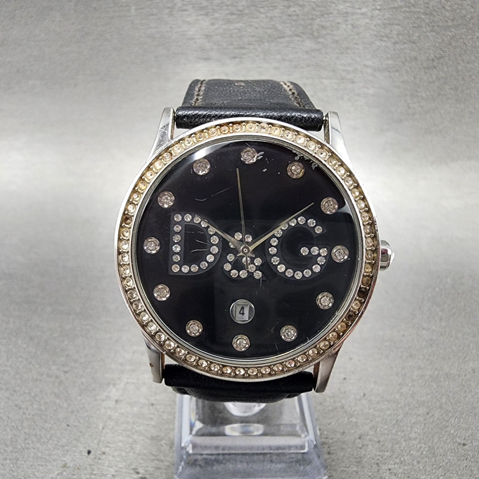 Dolce Gabbana Gloria Watch Women 40mm Black Dial Steel Round DW0008 New battery0