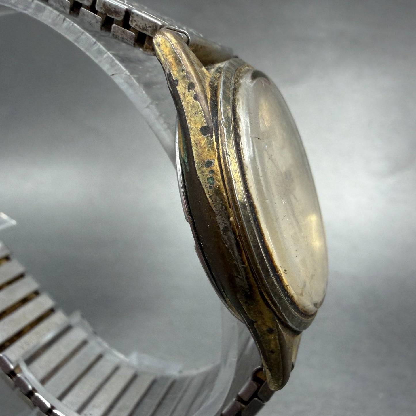 Seiko SQ Watch Men 34mm Silver Dial Gold Tone Daydate Round 6923-7009 PARTS4