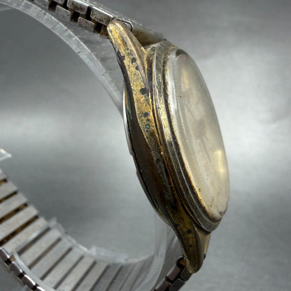 Seiko SQ Watch Men 34mm Silver Dial Gold Tone Daydate Round 6923-7009 PARTS4