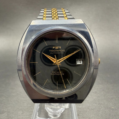 Technos Borazon Watch Men 37mm Black Dial Tungsten Date Round Automatic VTG0
