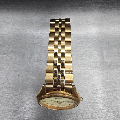 Seiko Watch Men 37mm Luminous Dial Gold Tone Daydate Round 7N43-9048 New Batt JP4
