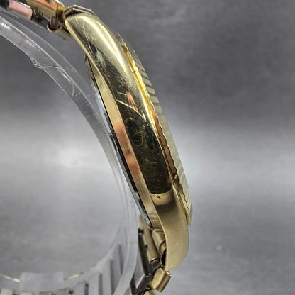 Wittnauer President Watch Men 35mm Gold Dial Gold Tone Daydate Round 9555 PARTS4