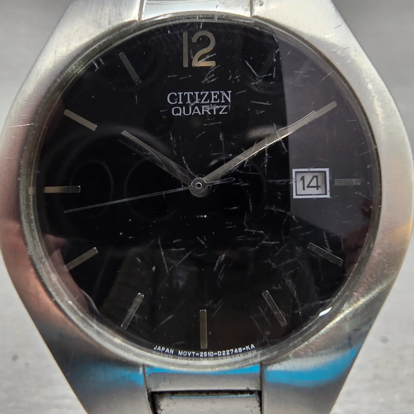 Citizen Watch Men 36mm Black Dial Silver Tone Date Round 2510-S99281 New Battery1