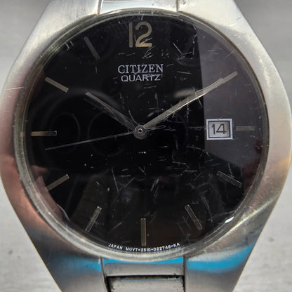 Citizen Watch Men 36mm Black Dial Silver Tone Date Round 2510-S99281 New Battery1