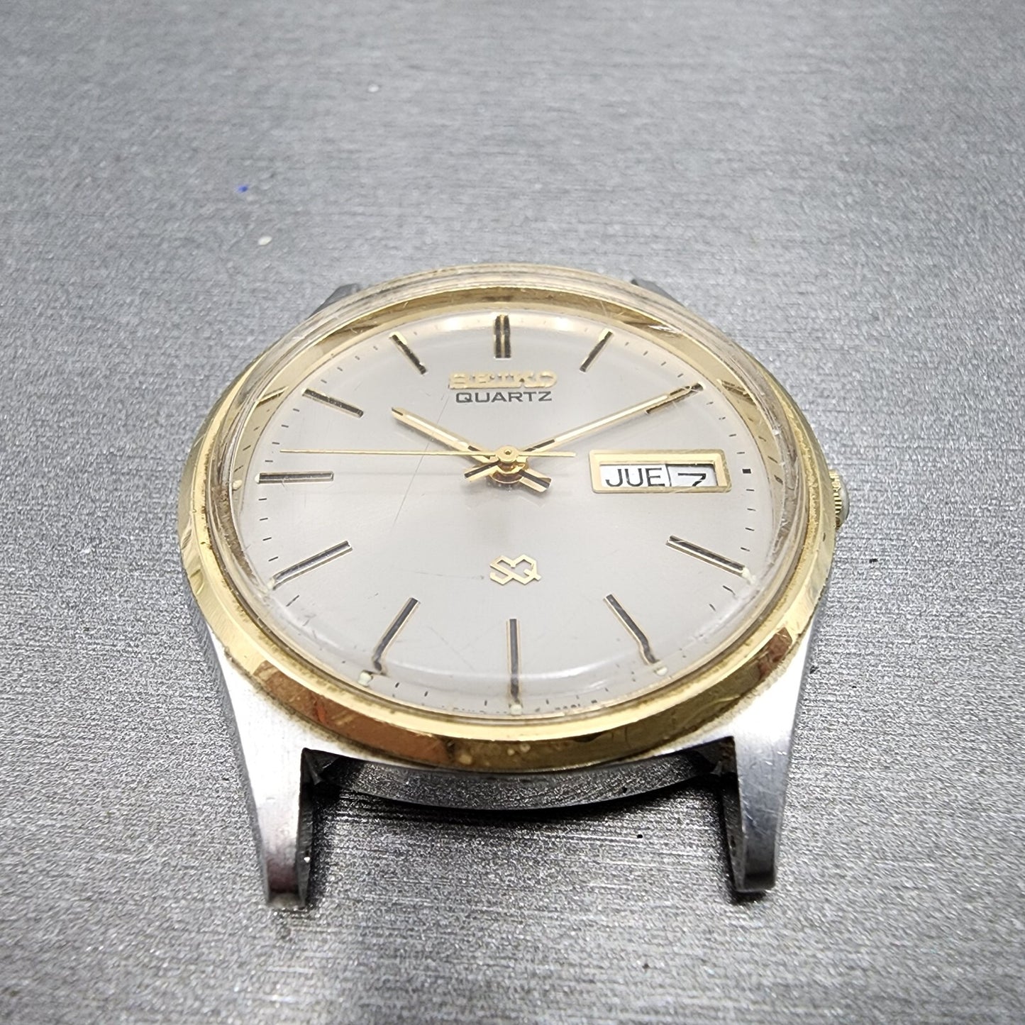 Seiko SQ Watch Men 35mm Gray Dial Two Tone Daydate READ!!! 81227039 New Battery2