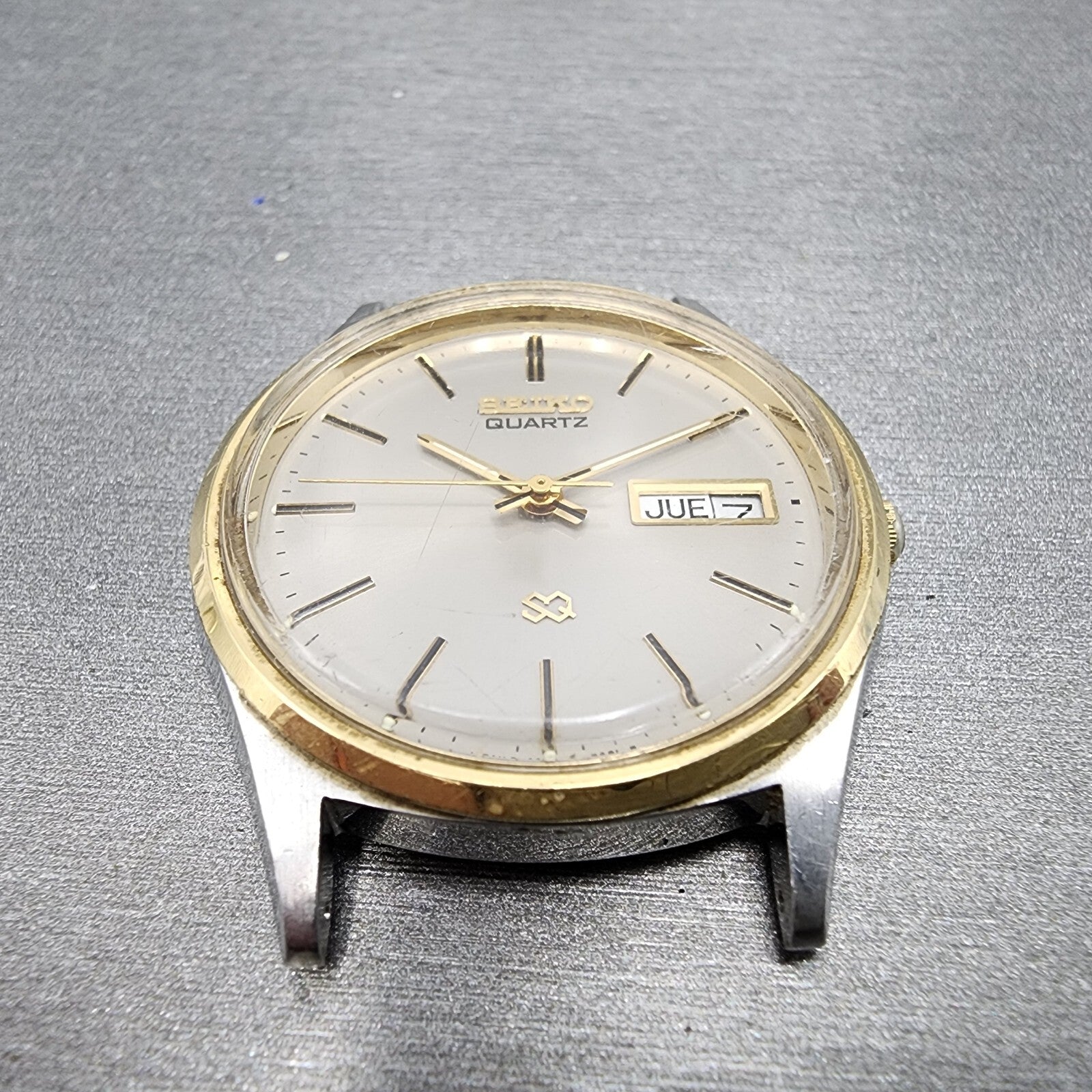 Seiko SQ Watch Men 35mm Gray Dial Two Tone Daydate READ!!! 81227039 New Battery2