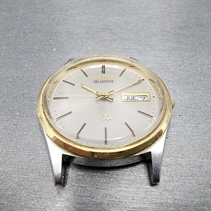 Seiko SQ Watch Men 35mm Gray Dial Two Tone Daydate READ!!! 81227039 New Battery2