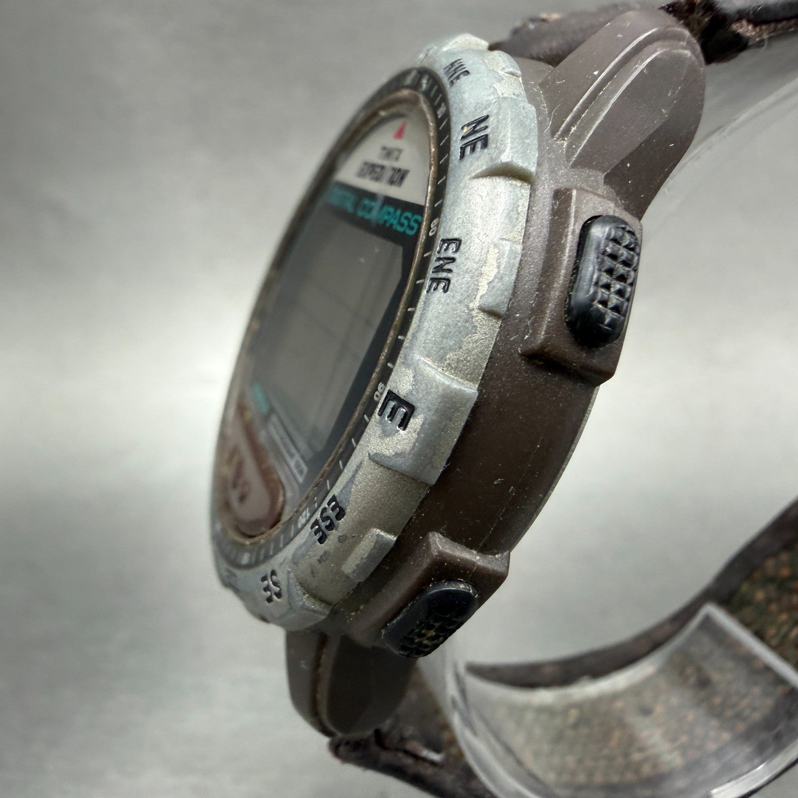 Timex Expedition Digital Compass Watch Men 43mm LCD Brown Daydate New Battery2