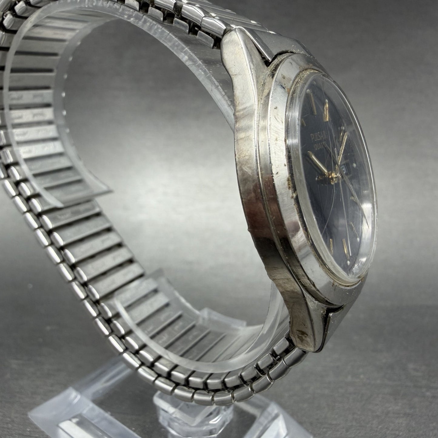 Seiko Pulsar Watch Men 36mm Blue Dial Silver Tone Daydate V533-7A90 New Battery3