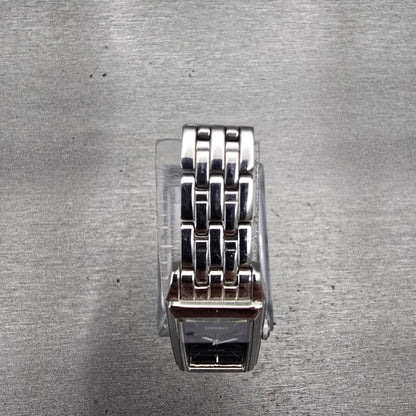 Seiko Solar Tank Watch Women 15mm Black Dial Silver Rectangle V116-0AA0 Works4
