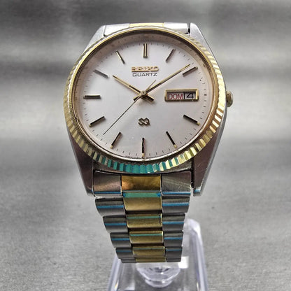 Seiko President Watch Men 35mm Silver Dial Two Tone Daydate 5H23-8029 New Batt5