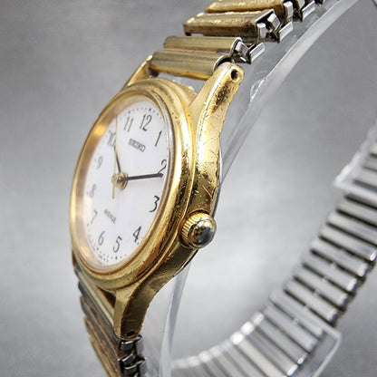 Seiko Avenue Watch Women 23mm White Dial Gold Tone Round 4N210670 New Battery2
