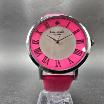 Kate Spade Metro watch Women 38mm Pink MOP Dial Silver Tone Round 0549 New Batt5