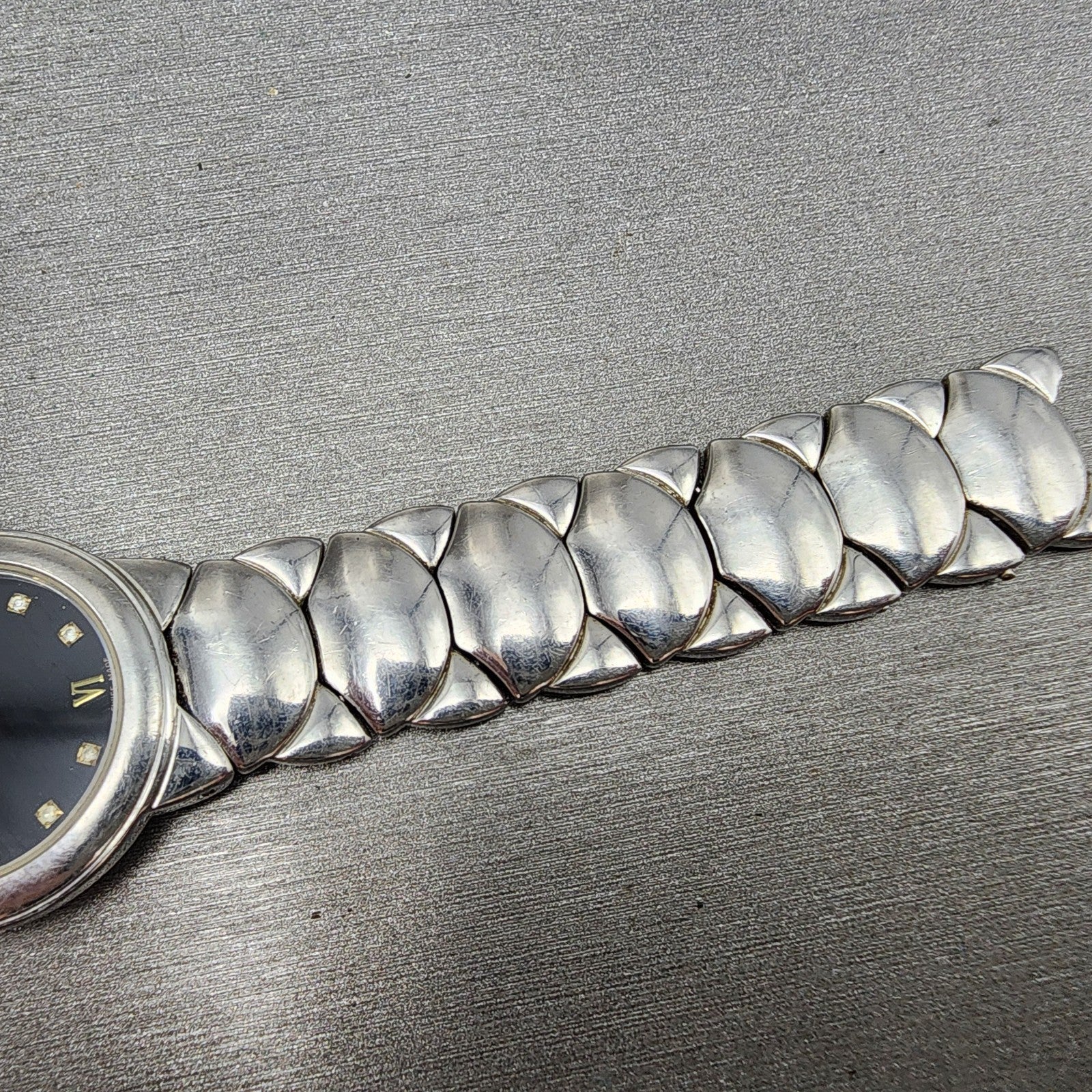 Tissot Watch Women 25mm Black Dial Steel Round BROKEN BAND New battery8