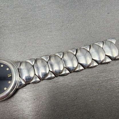 Tissot Watch Women 25mm Black Dial Steel Round BROKEN BAND New battery8
