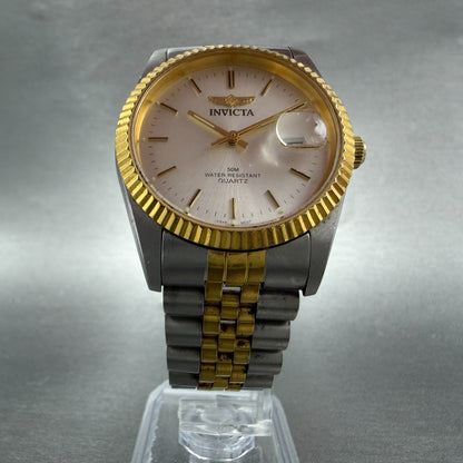 Invicta President Watch Men 36mm Silver Dial Two Tone Date Round New Battery5