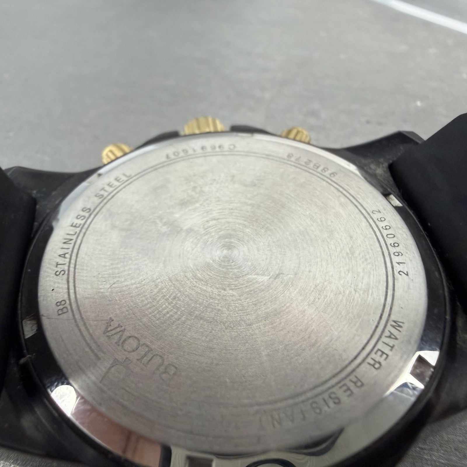 Bulova Marine Star Chronograph Watch Men 45mm Black Dial Black Date 98B278 Works9