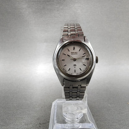 Seiko Sq Watch Women 23mm Silver Dial Silver Tone Date 85220059 New Battery5