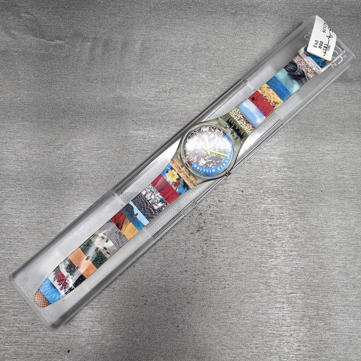 Swatch The People Watch Men 34mm Blue Dial Clear Case GZ126 New Battery NOS16