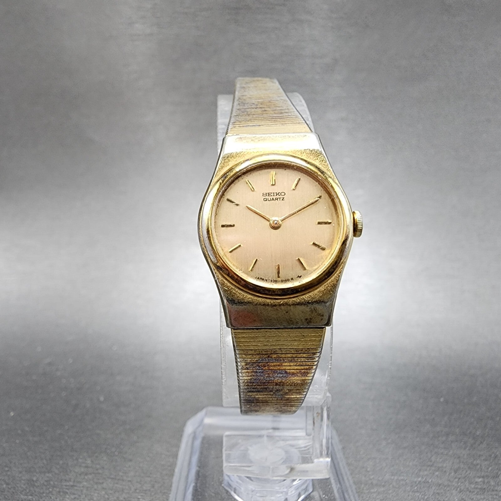 Seiko Watch Women 20mm Gold Dial Gold Tone Round 14000039 New Battery5