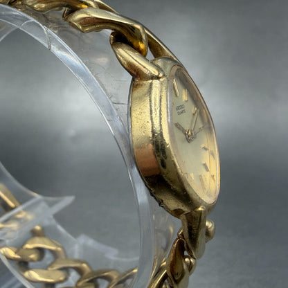 Seiko Watch Women 19mm Champagne Dial Gold Tone 1221-5600 New Battery Vintage3