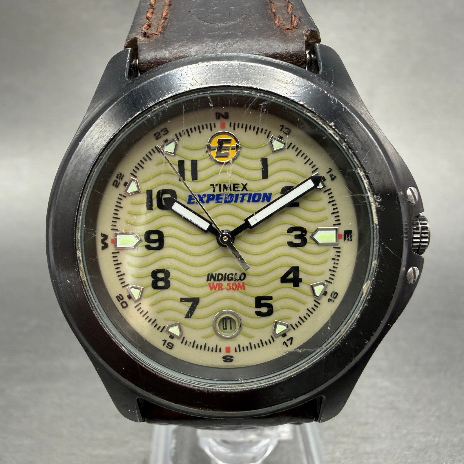 Timex Expedition Watch Men 39mm Gray Dial Black Tone Date Round New Battery KLP0