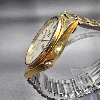 Seiko SQ Watch Men 34mm Champagne Dial Gold Tone Daydate 5H23-8A09 New Battery2