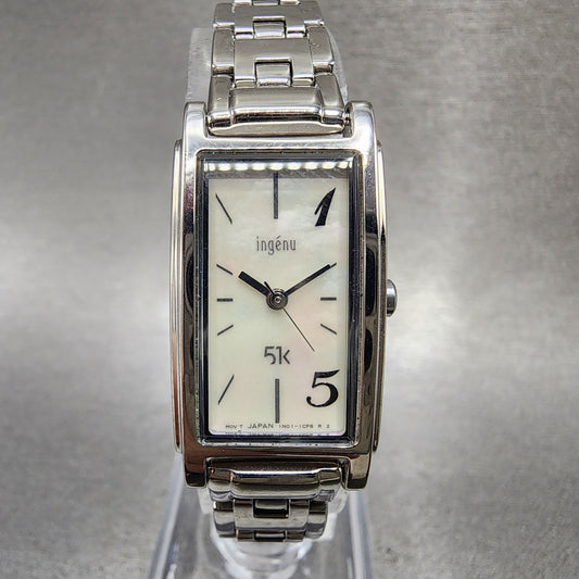 Seiko ALBA Ingenu Tank Watch Women 17mm MOP Dial Silver Tone Rectangle New Batt0
