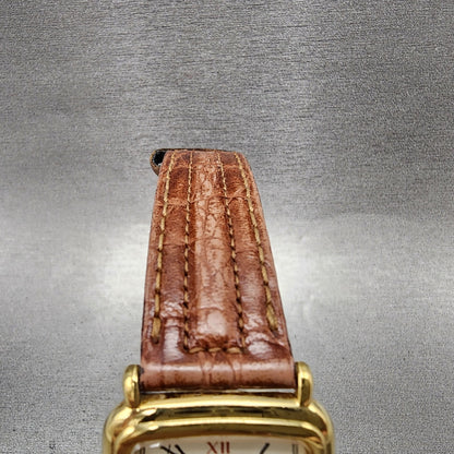 Seiko Tank Watch Men 28mm Champagne Dial Gold Tone Date 5y325809 New Battery4