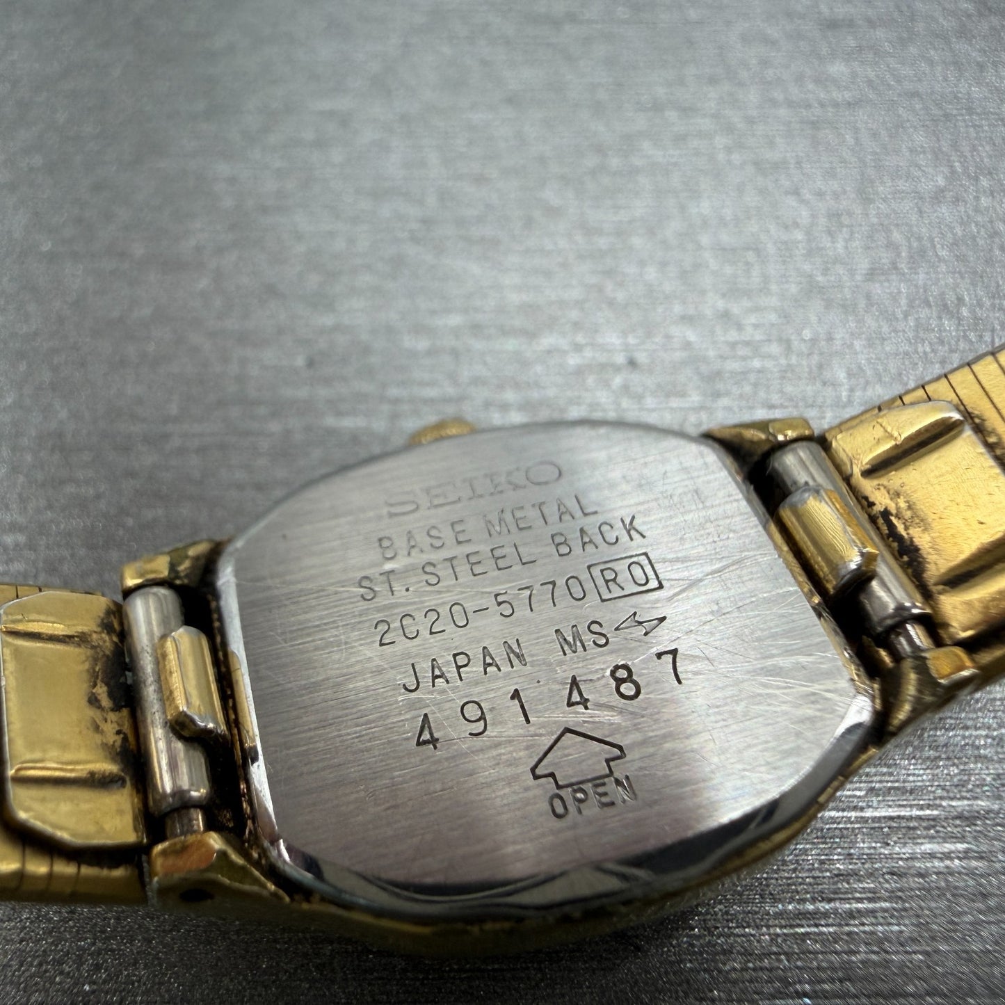 Seiko Watch Women 16mm Brown Dial Gold Tone Square 2C20-5770 New Battery9