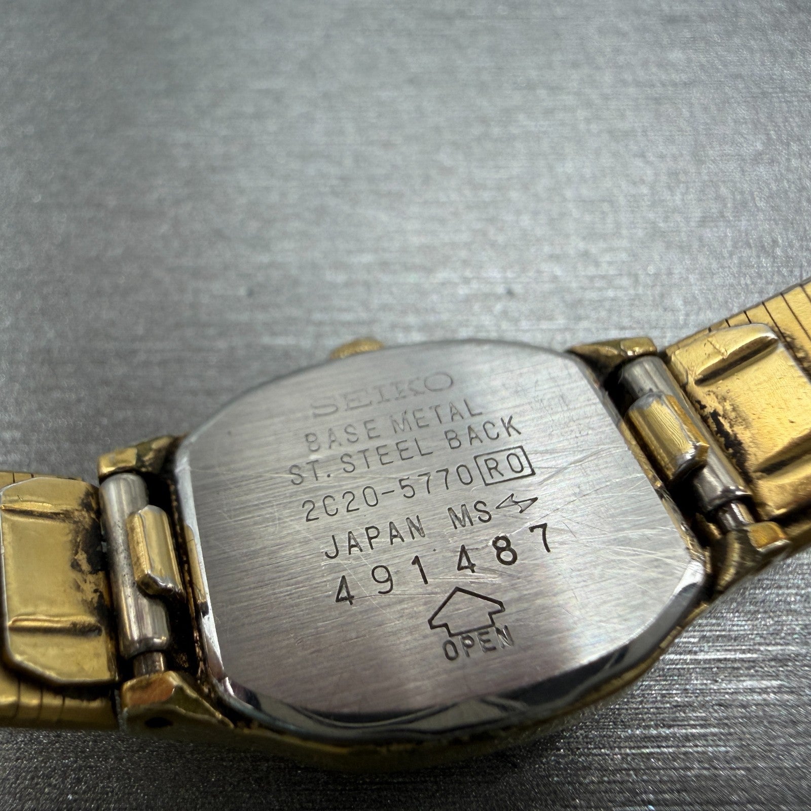 Seiko Watch Women 16mm Brown Dial Gold Tone Square 2C20-5770 New Battery9