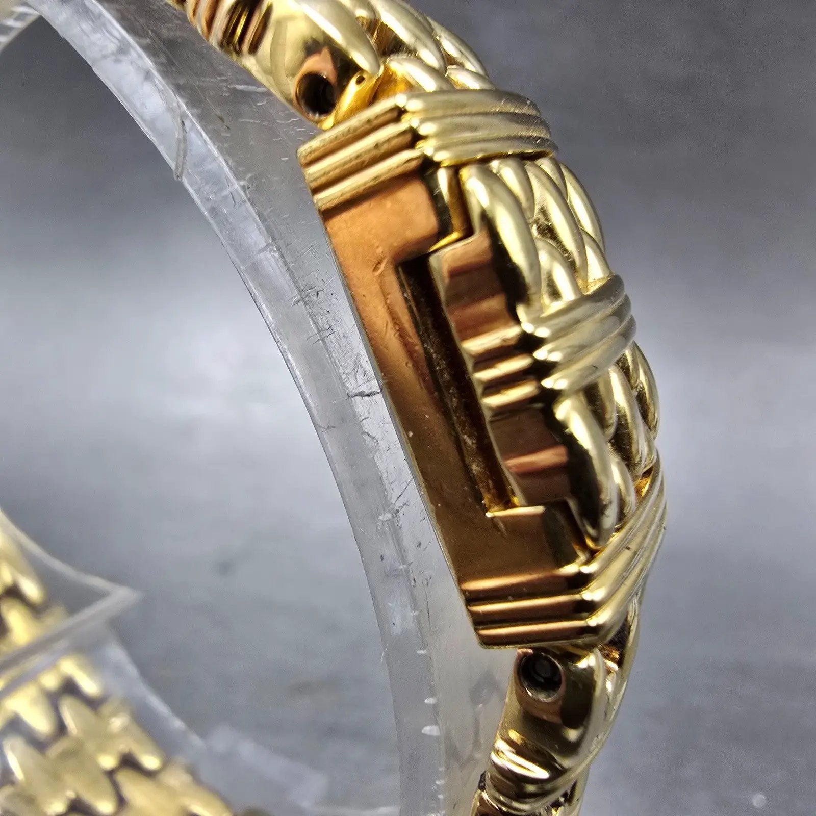 Citizen Elegance Tank Watch Women 14mm MOP Dial Gold Tone Flip Cover NewBatteryA3