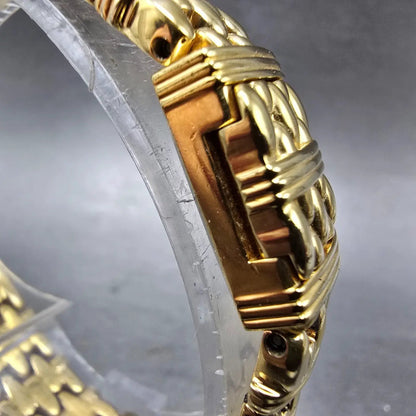 Citizen Elegance Tank Watch Women 14mm MOP Dial Gold Tone Flip Cover NewBatteryA3