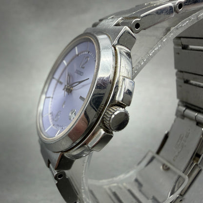 Seiko Lukia Watch Women 28mm Purple Dial Silver Tone Date 7N82-6E00 New Battery2