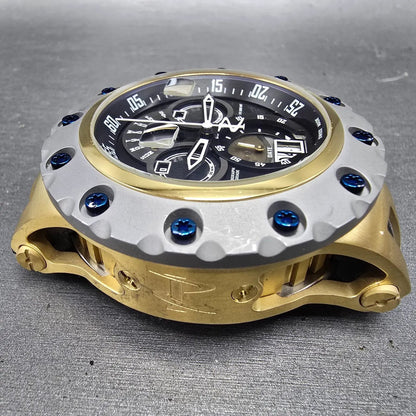 Invicta Reserve Subaqua Chronograph Watch Men 52mm Black Dial Gold Daydate Runs3