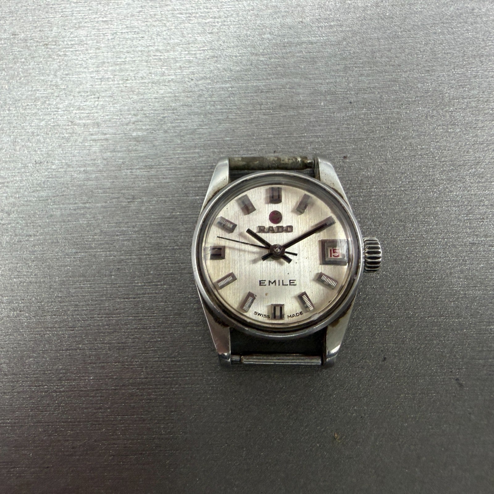 Rado Emile Watch Women 21mm Silver Dial Silver Tone Date Round 7016 Auto PARTS0