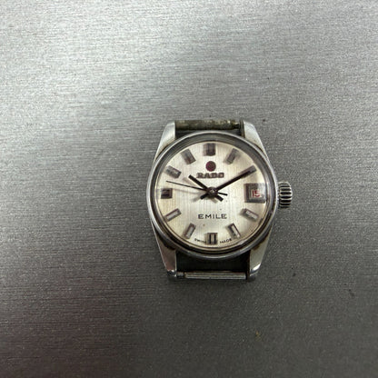 Rado Emile Watch Women 21mm Silver Dial Silver Tone Date Round 7016 Auto PARTS0