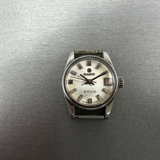 Rado Emile Watch Women 21mm Silver Dial Silver Tone Date Round 7016 Auto PARTS0