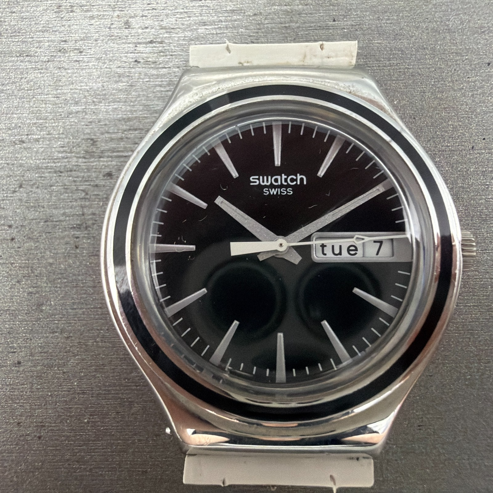 Swatch Irony Charcoal Suit Watch Men 38mm Black Dial Steel Daydate YGS744 NewBat1