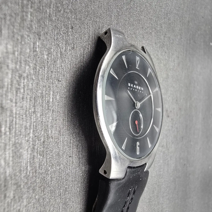 Skagen Denmark Watch Men 34mm Black Dial Silver Tone Round 433LSLB New Battery5