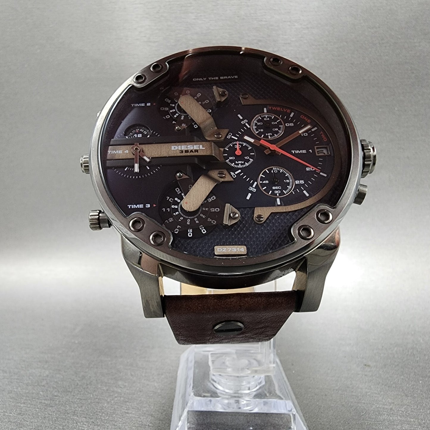Diesel Mr Daddy 2.0 Watch Men 57mm Blue Dial Gray Tone Round DZ 7314 New Battery5
