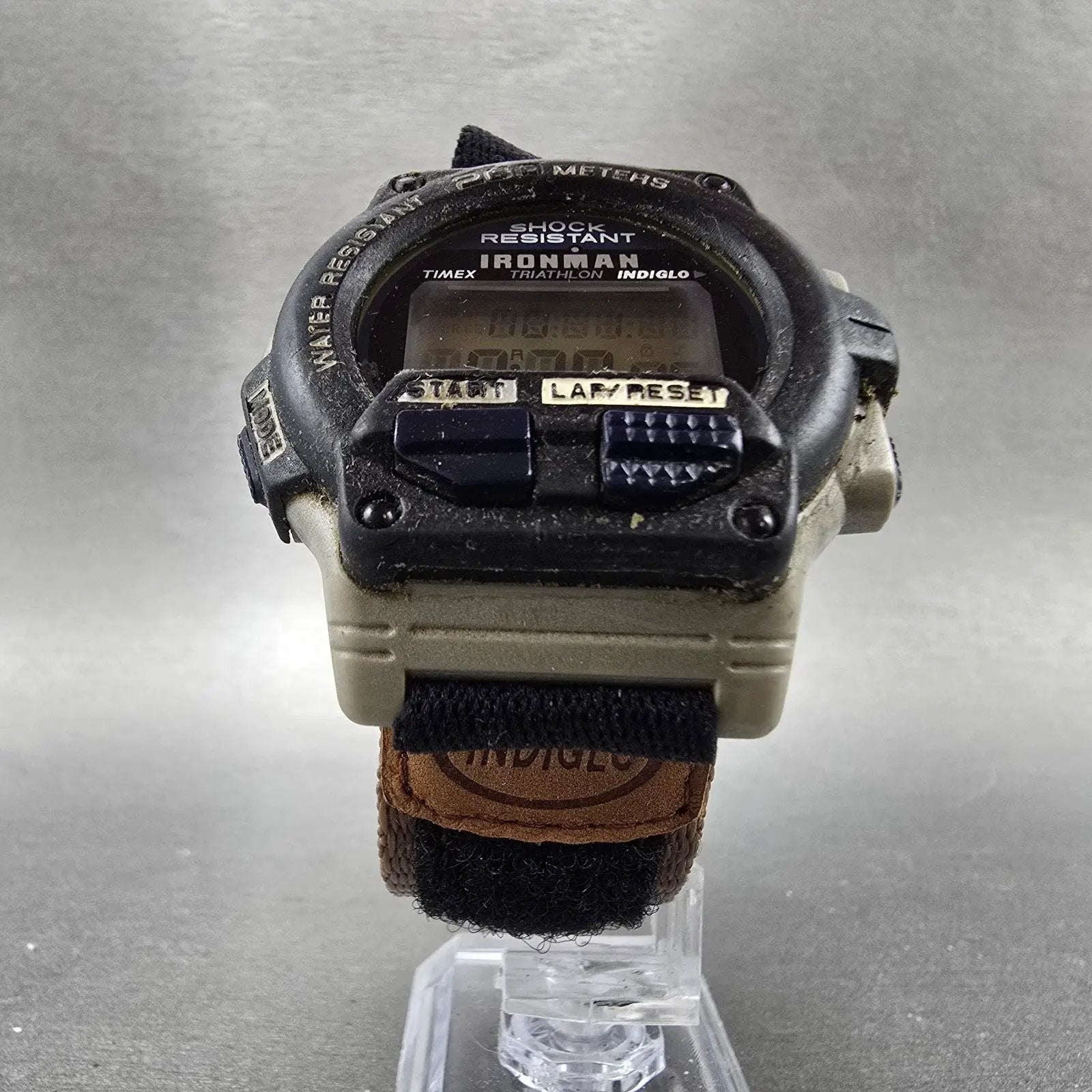 Timex Ironman Triathlon Watch Men 44mm Gray Black Alarm Chronograph New Battery5